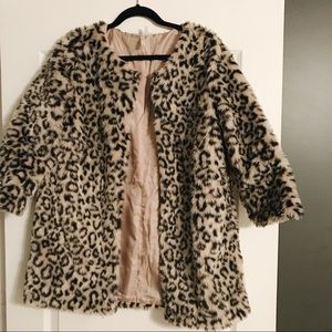 Faux fur leopard coat.